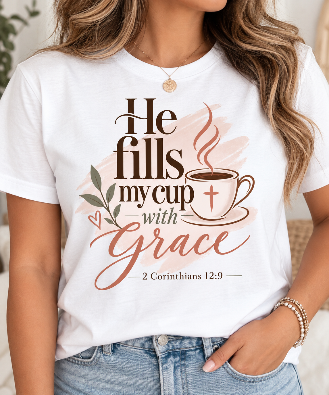 He Fills My Cup With Grace Faith Tee